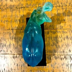 Rare Handcrafted French Daum Hippo on Stand